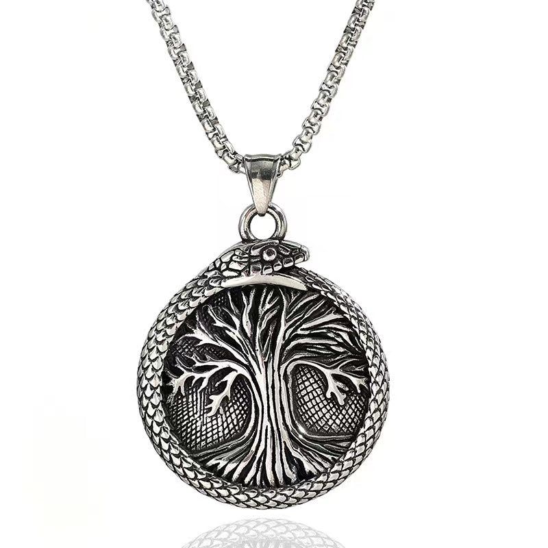Nordic Retro Stainless Steel Men's Pendant Tree of Life Necklace