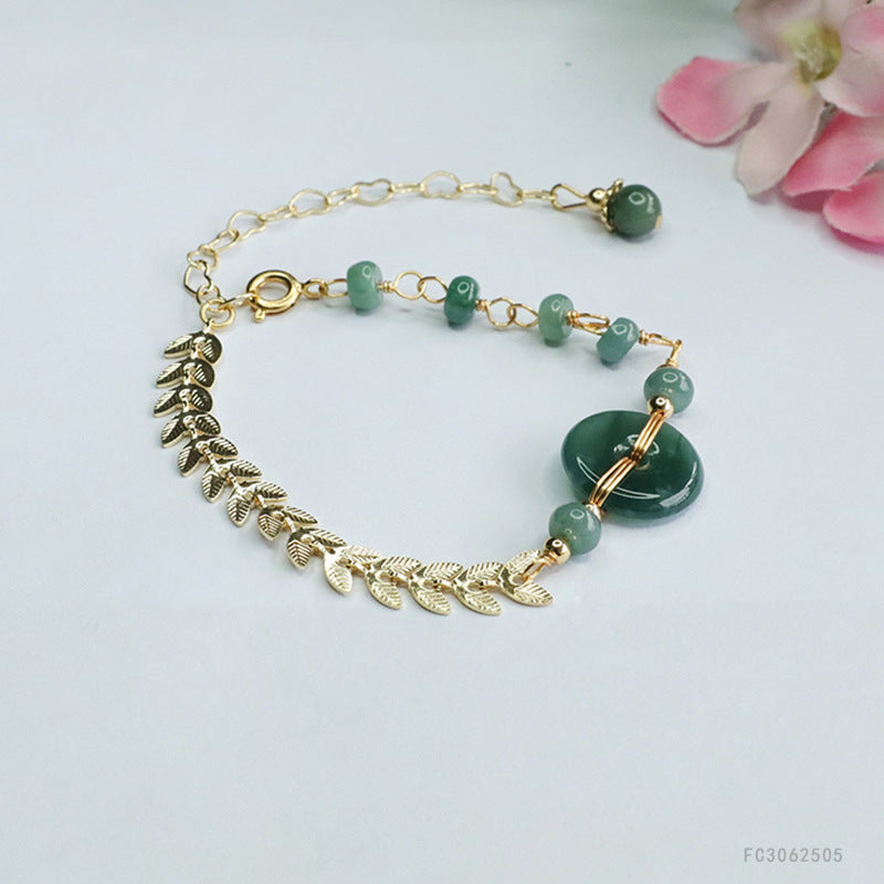 Blue Water Jadeite Peace Buckle 15 mm Bracelet