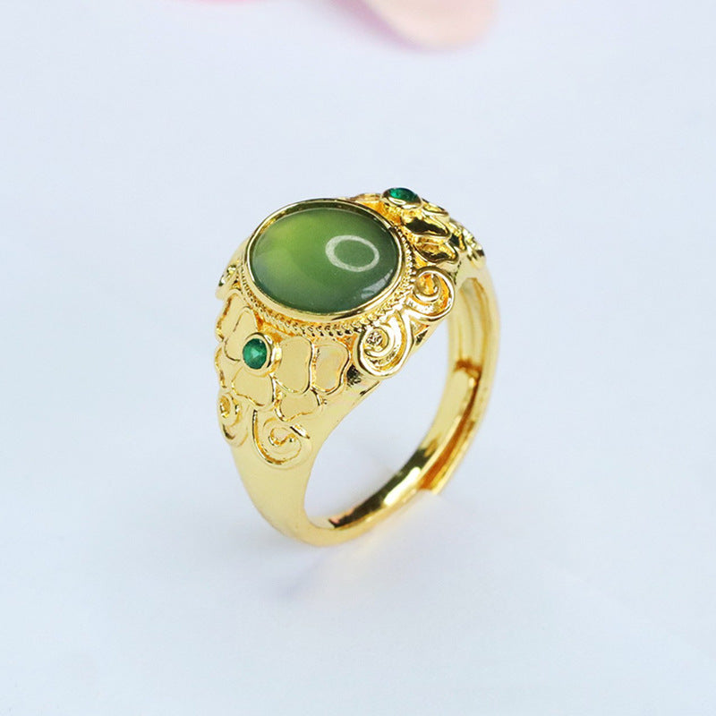 Blue-Water Jadeite Butterfly Ring