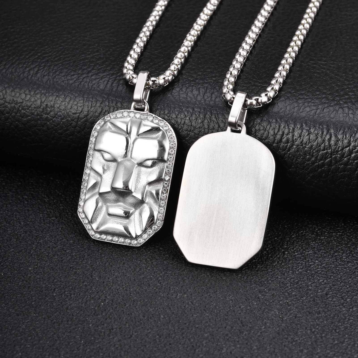 Zircon Textured Vintage Black Stainless Steel Pendant