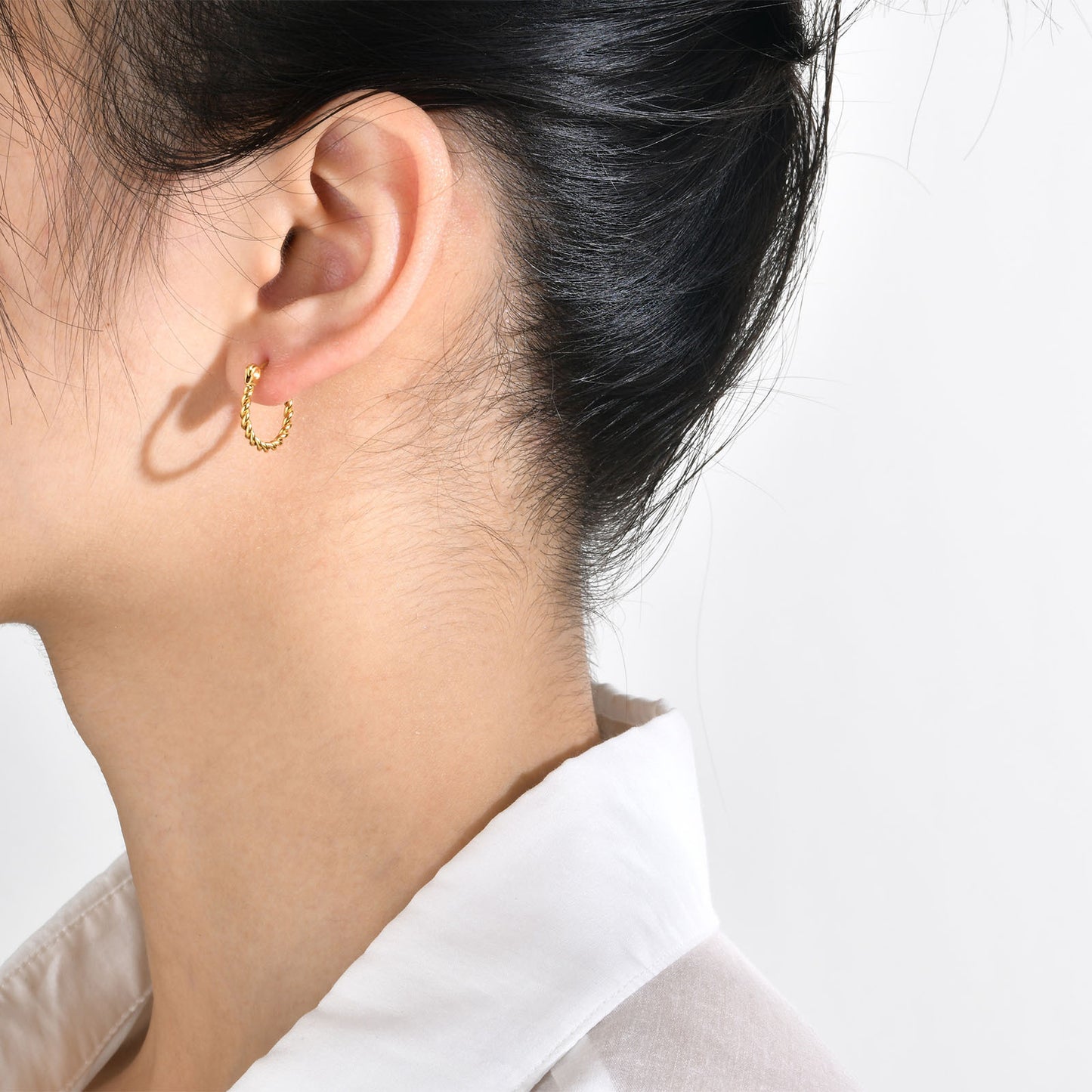 Stainless Steel Twist Earrings Gold Women's Titanium Steel