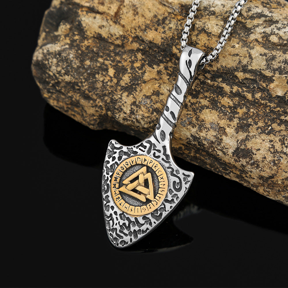 Viking Rune Spear Pendant Men's Titanium Steel Necklace