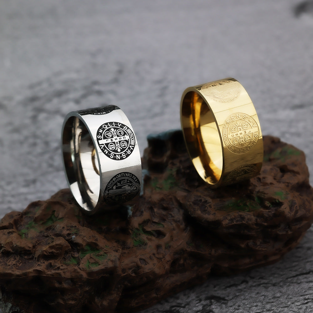 European And American Stainless Steel Ring Fashion Exorcism Cross Holy Book Men And Women Suitable Ring For Men