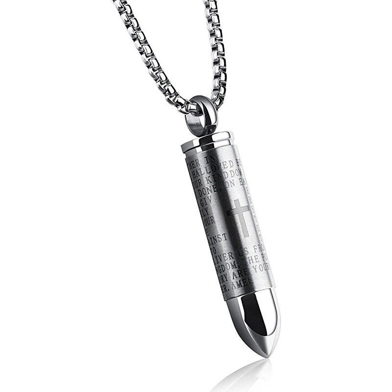 Planderful Everyday Genie Urn Necklace Unisex Cross Bullet Durable Stainless Steel Hip Hop Jewelry