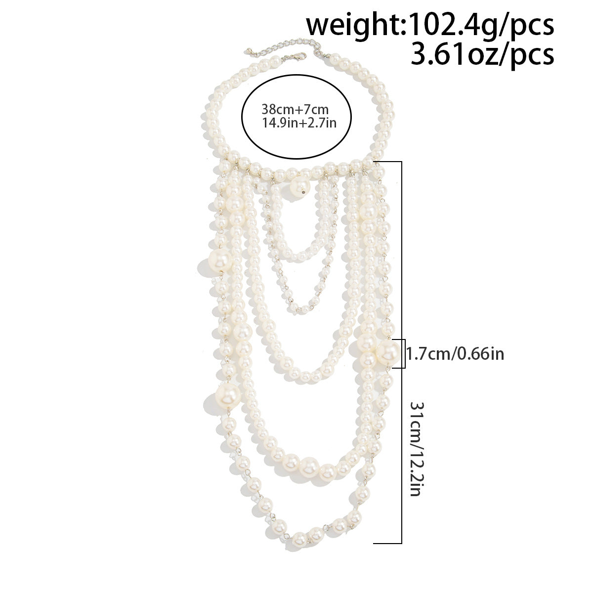 French Baroque Pearl Cross Long Necklace