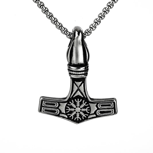 European And American Jewelry Wholesale Titanium Steel Men's Pendant Necklace Retro Viking Hammer