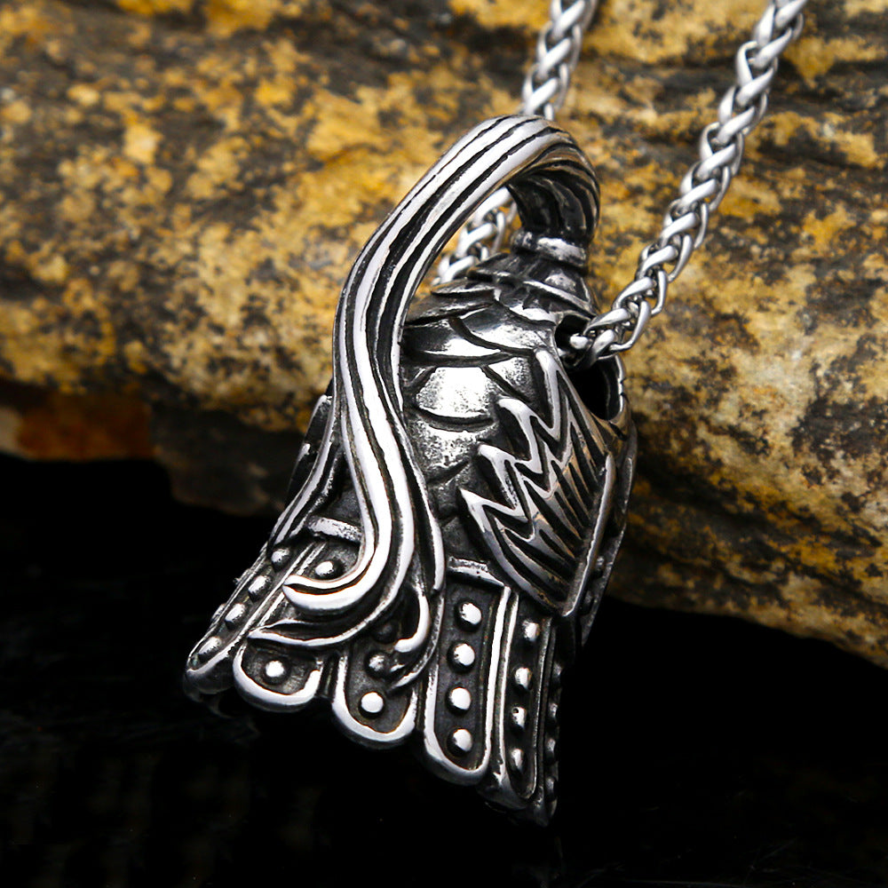 Warrior Helmet Stainless Steel Pendant Necklace