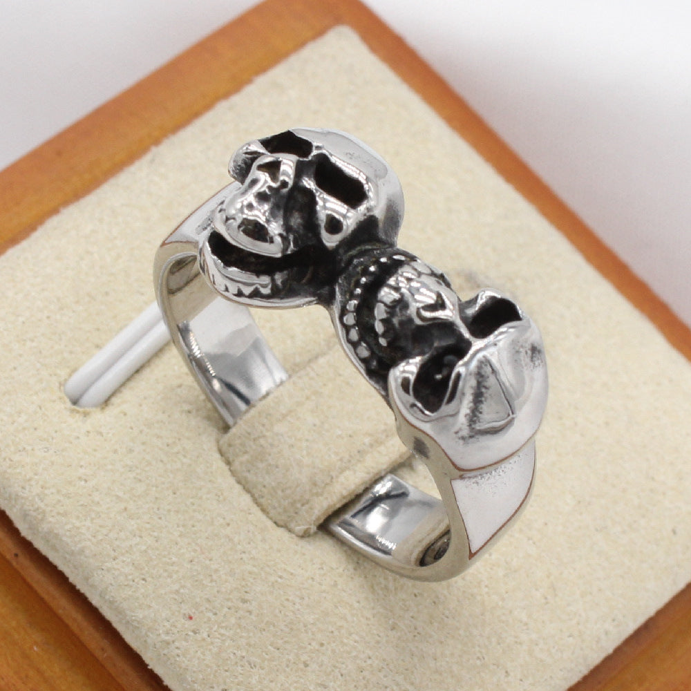 Planderful Titanium Steel Skull Ring Unisex Retro European American Style Protection Statement Jewelry