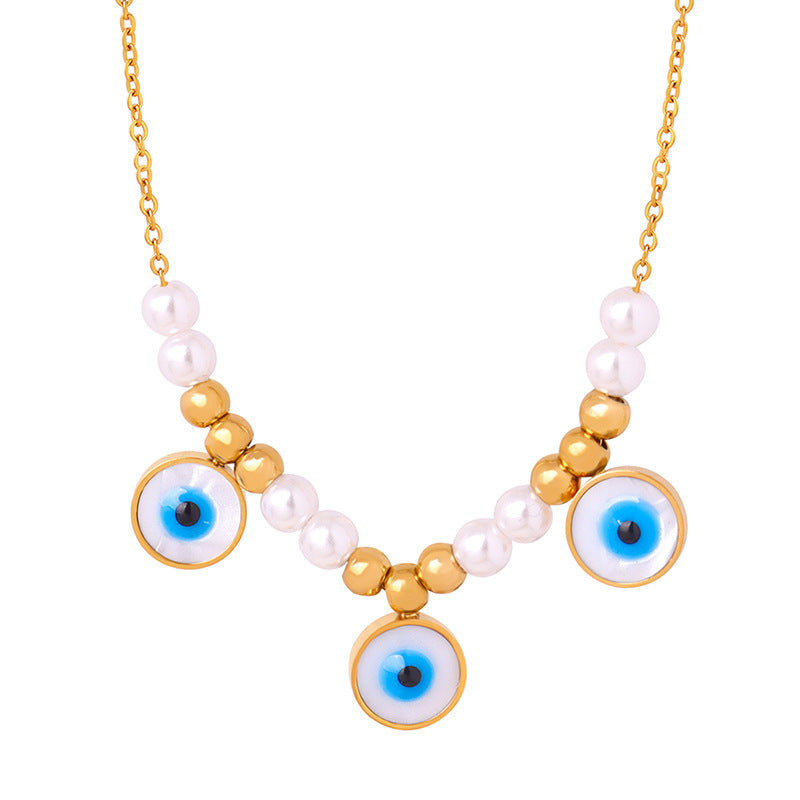 Luxurious Retro Gold-Plated Devil's Eye Pendant Necklace