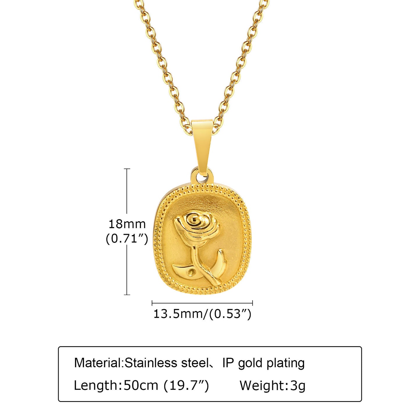 Titanium Steel Wholesale French Retro Sand Rose Pendant Gold