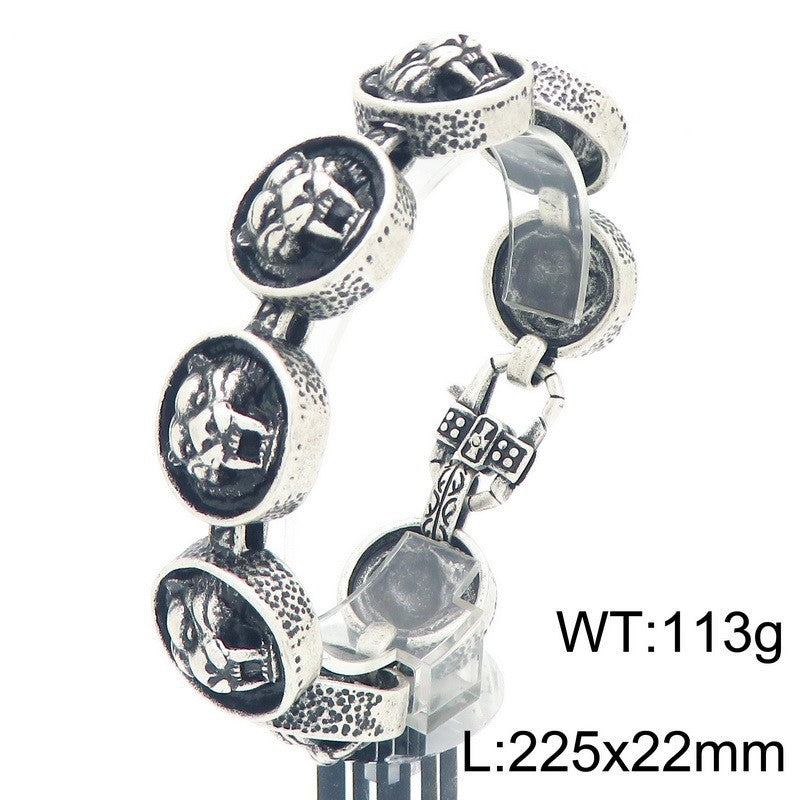 Planderful Zodiac Tiger Head Retro Titanium Bracelet Men