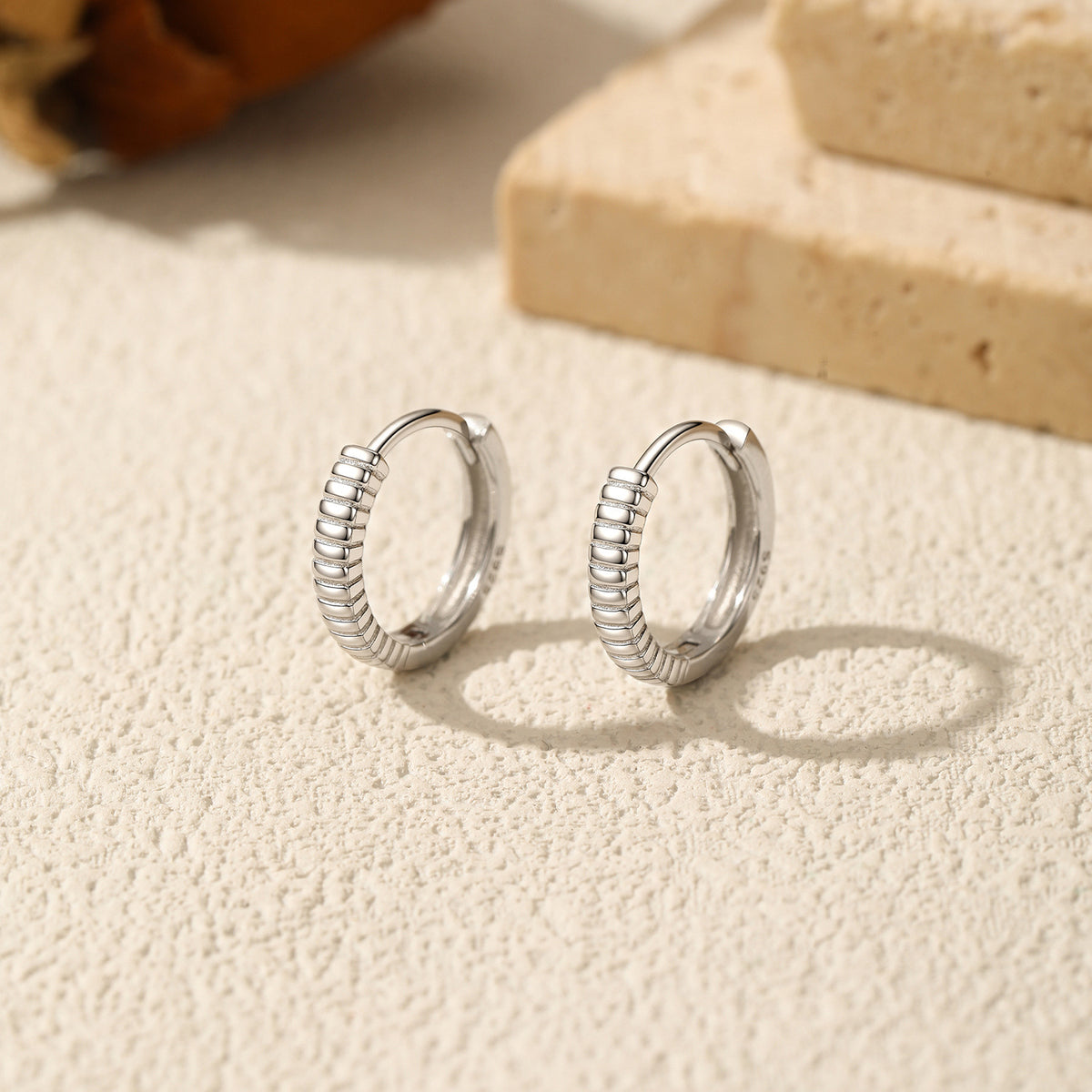 925 Sterling Silver Geometric Threaded Earrings