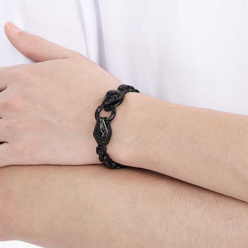 Planderful Everyday Genie Mens Double Snake Head Bracelet