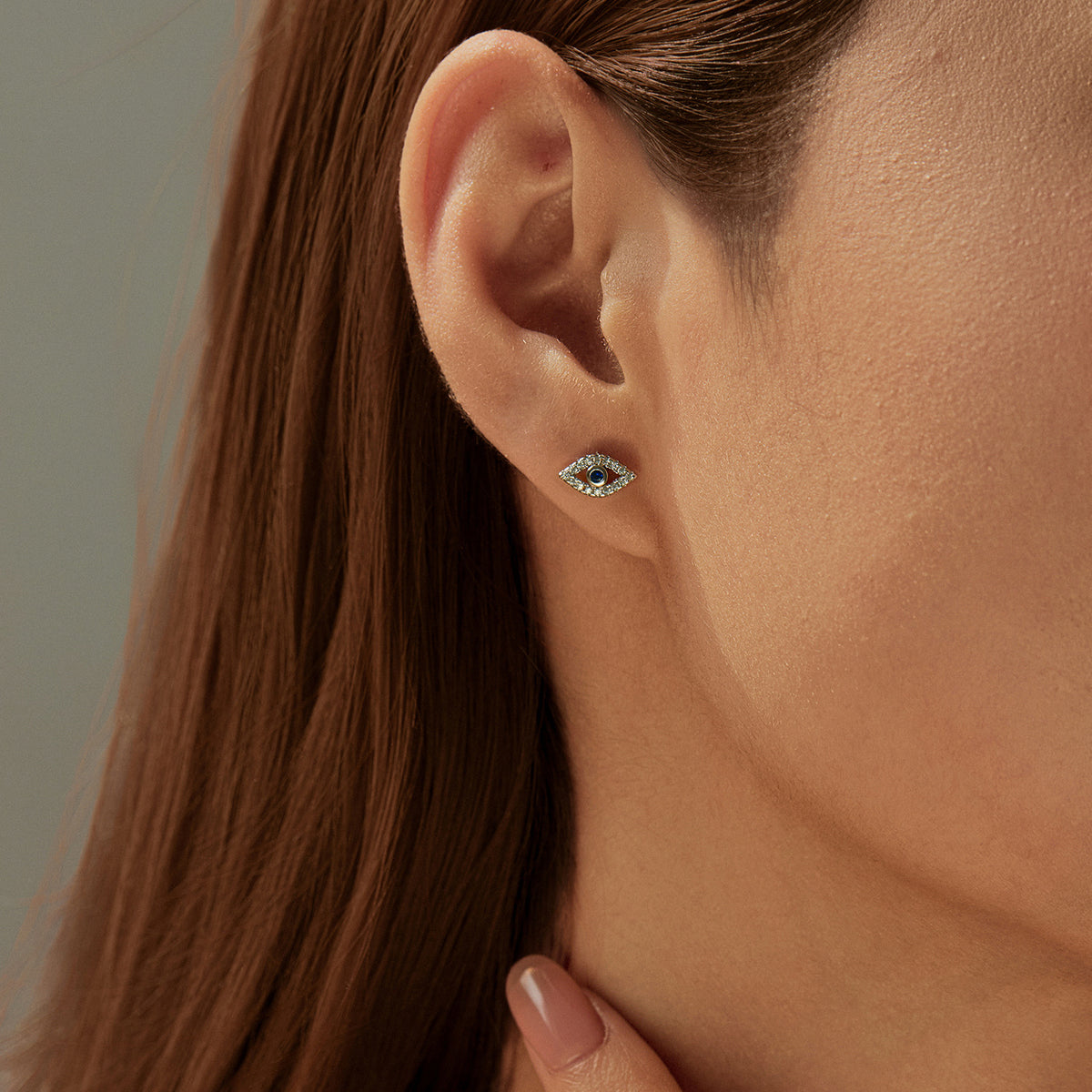 925 Sterling Silver Eye Pavé Zircon Stud Earrings