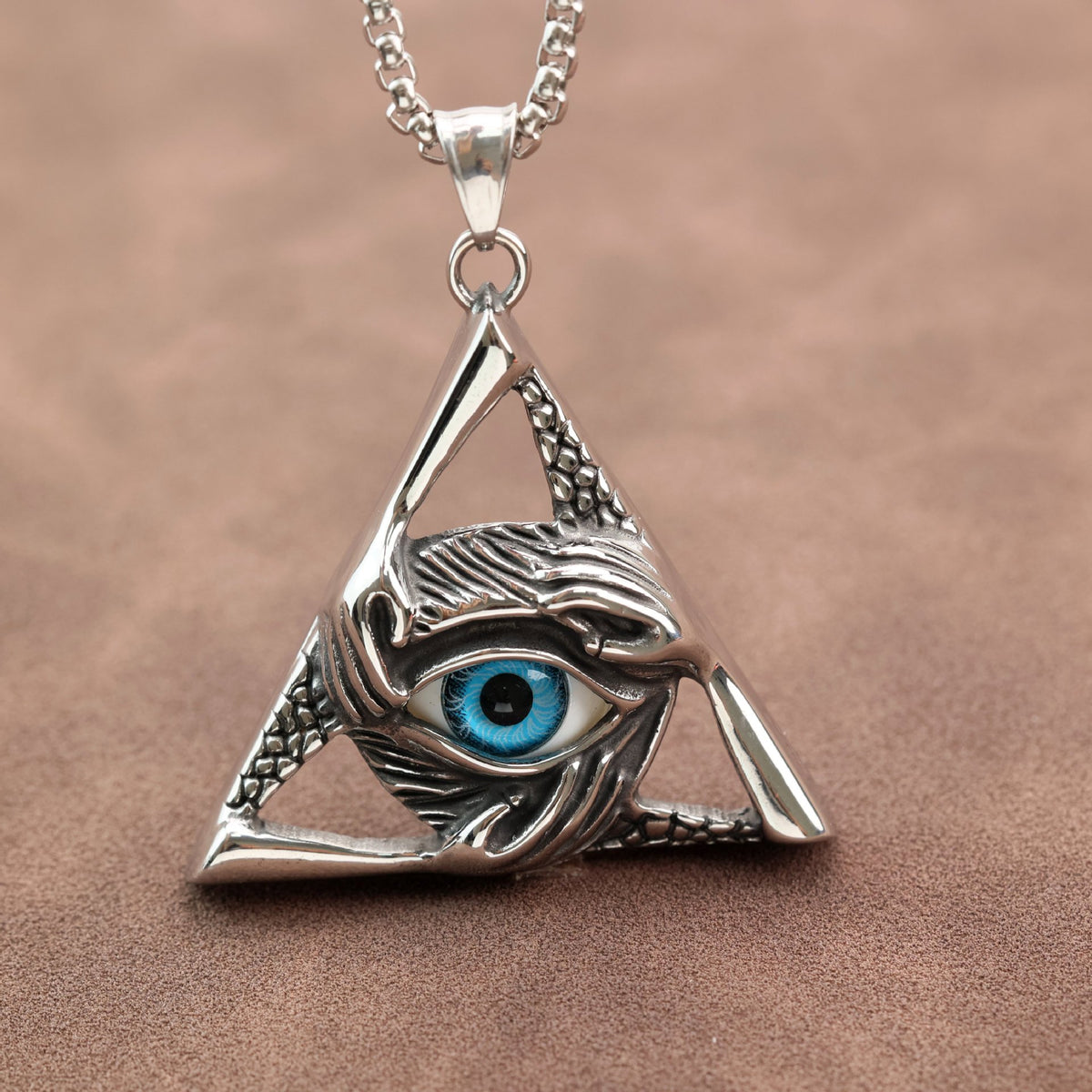 Punk Triangular Stainless Steel Men's Pendant Necklace