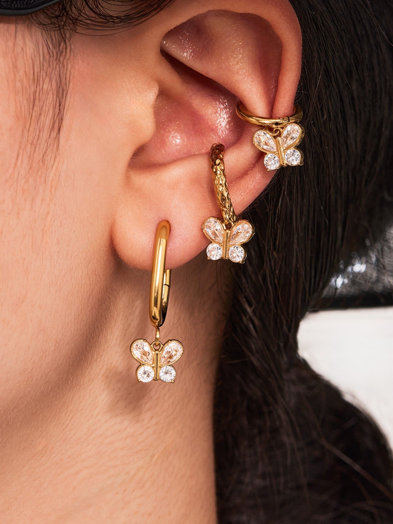 Planderful Zircon Earrings Butterfly Pendant For Fairy Fans