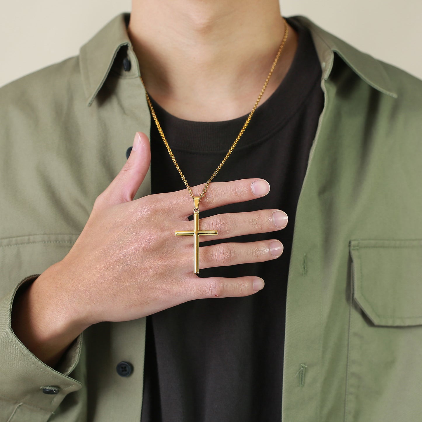 Foreign Trade Accessories Stainless Steel Round Cross Pendant