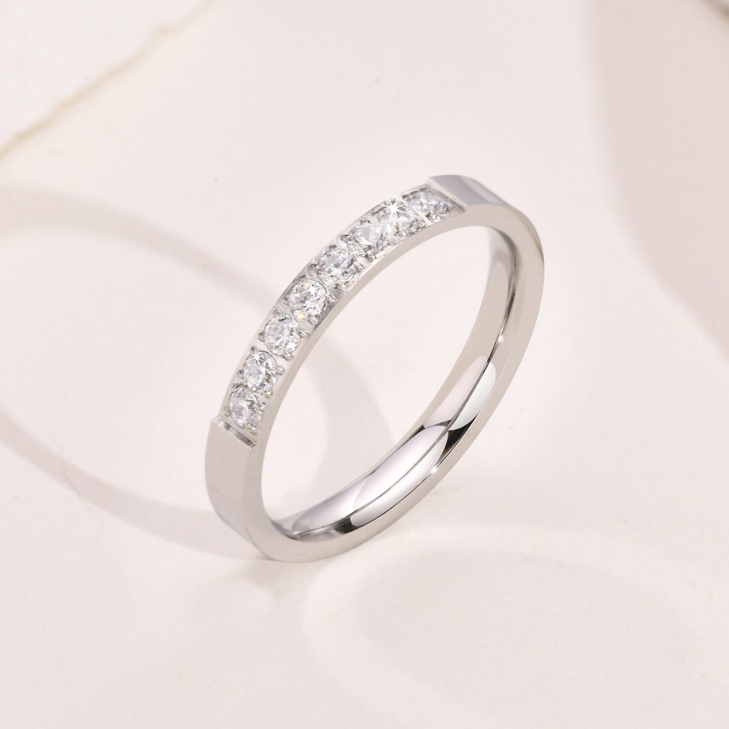 Fine Ring in Cold Wind Cool Women's Zircon Stainless Steel