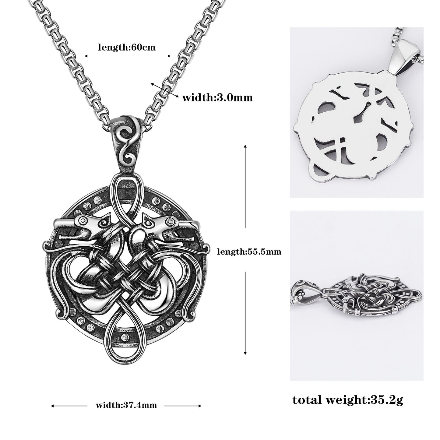 Steel Necklace – Vintage Viking Dragon Pendant