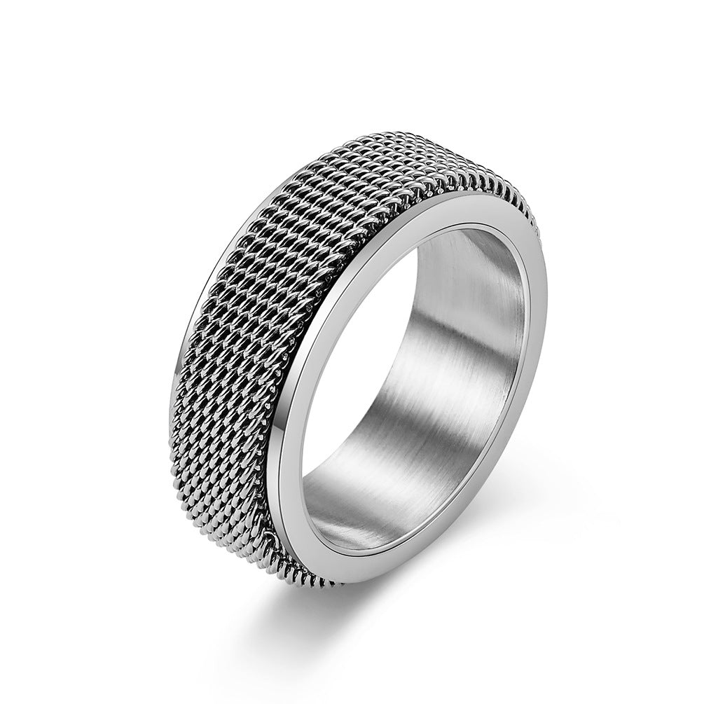 Planderful For Men Rotating Geometric Ring Stress Relief Steel Band Minimalist Finger Ring