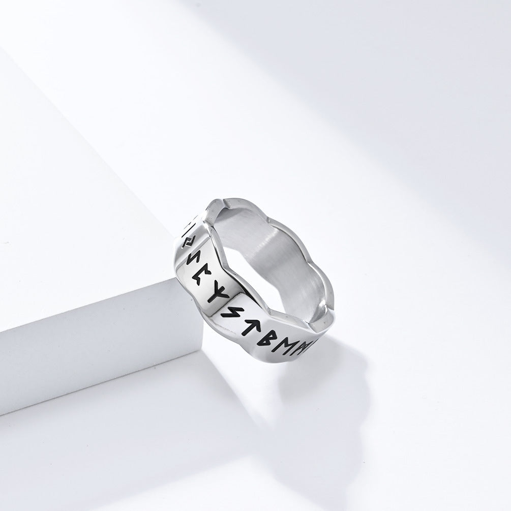 Planderful Viking Ring For Men Nordic Style Retro Titanium Steel Jewelry With Bold Cultural Appeal