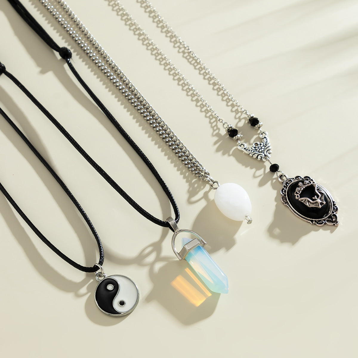 Gothic Bat Wings Crystal Pendant Necklace for Women from Europe and America