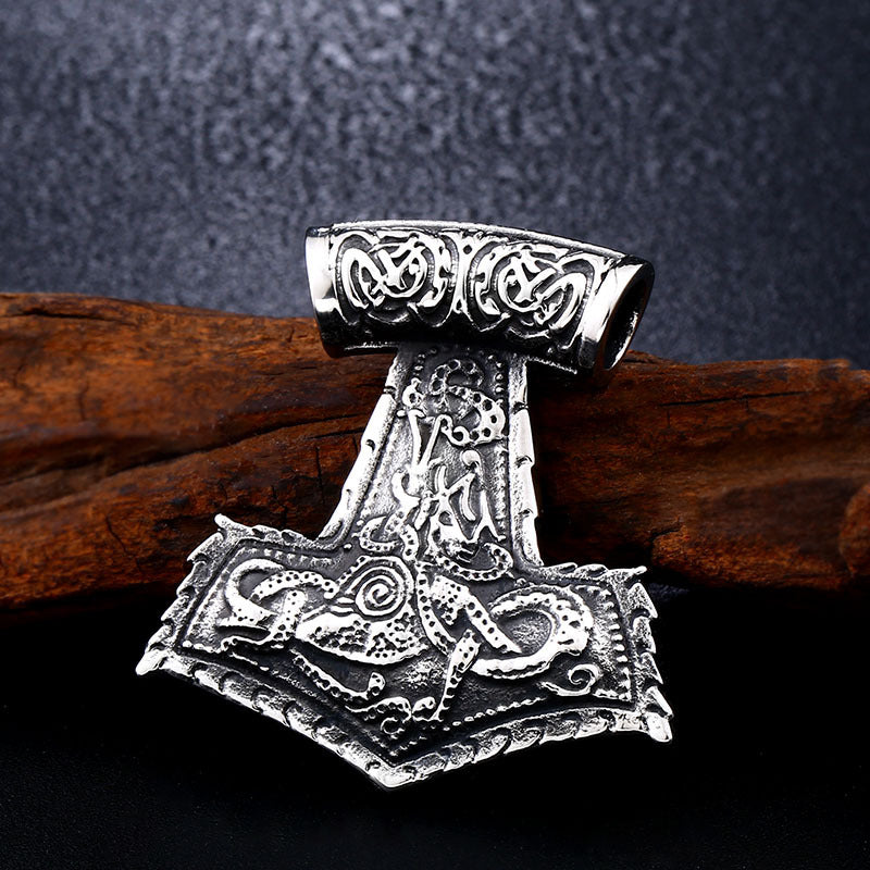 Viking – Thor's Hammer Stainless Steel Pendant – Men's Titanium Steel Pendant Necklace