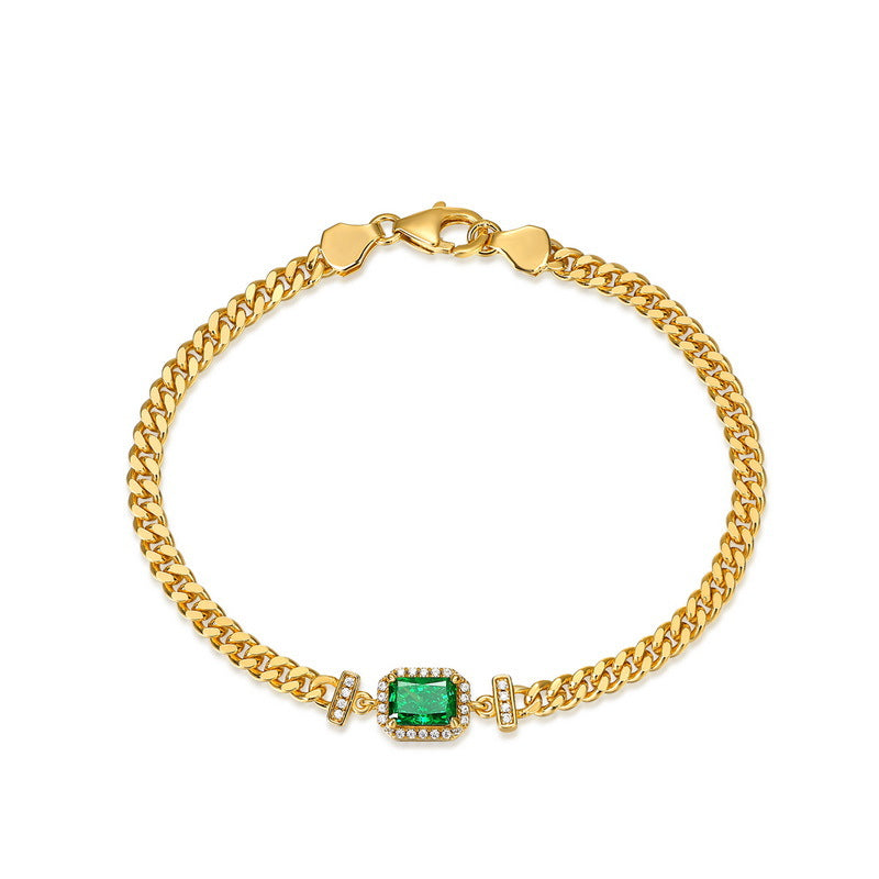 S925 Sterling Silver Gold-Plated High-Carbon Stone Signature Necklace