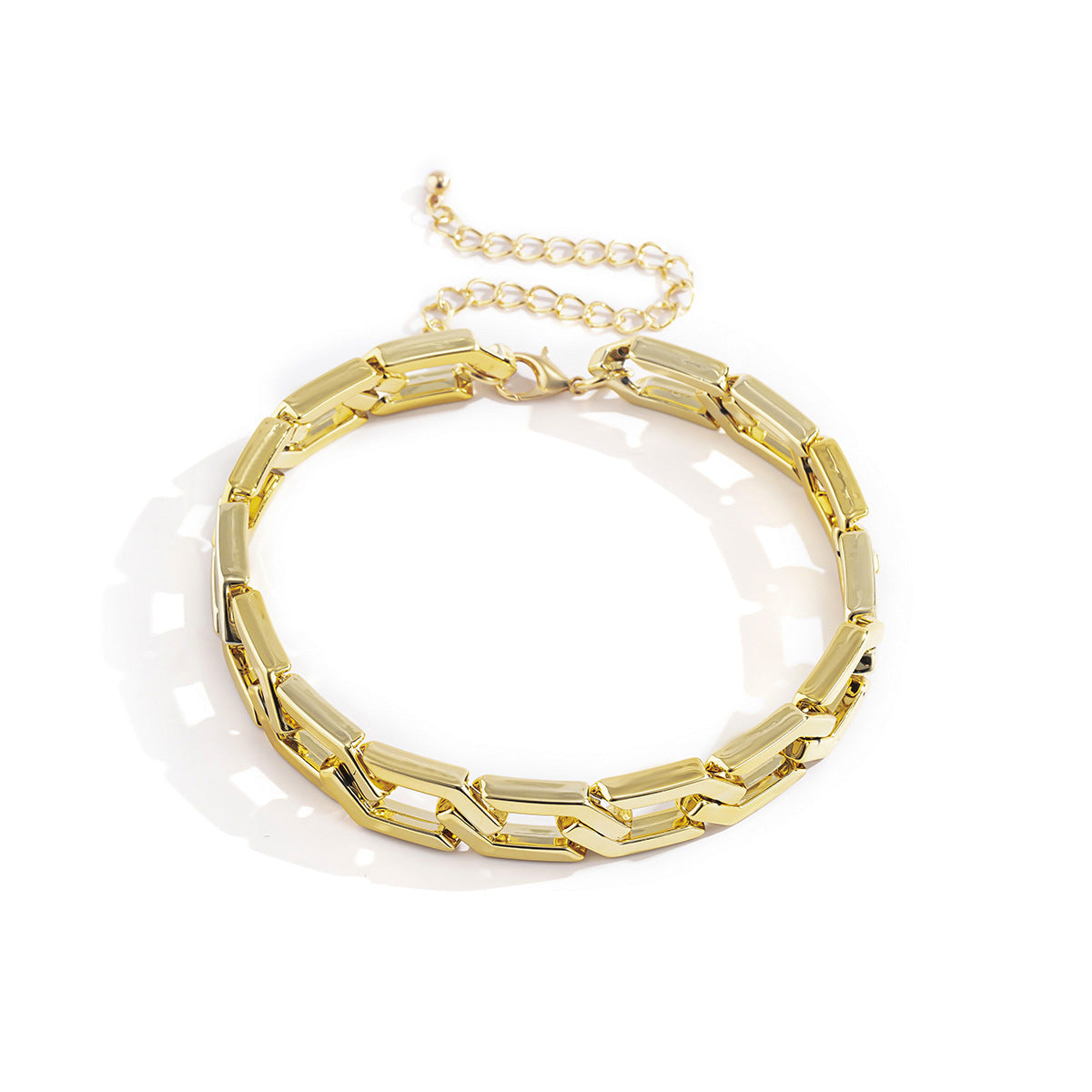 Cold Style Retro Diamond Clasp Necklace with Hexagonal Geometric Pendant the Vienna Verve Collection