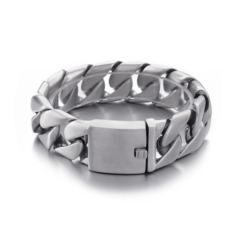 Men's Daily Casting Smooth Sand Men's Stainless Steel Cuban Chain Bracelet