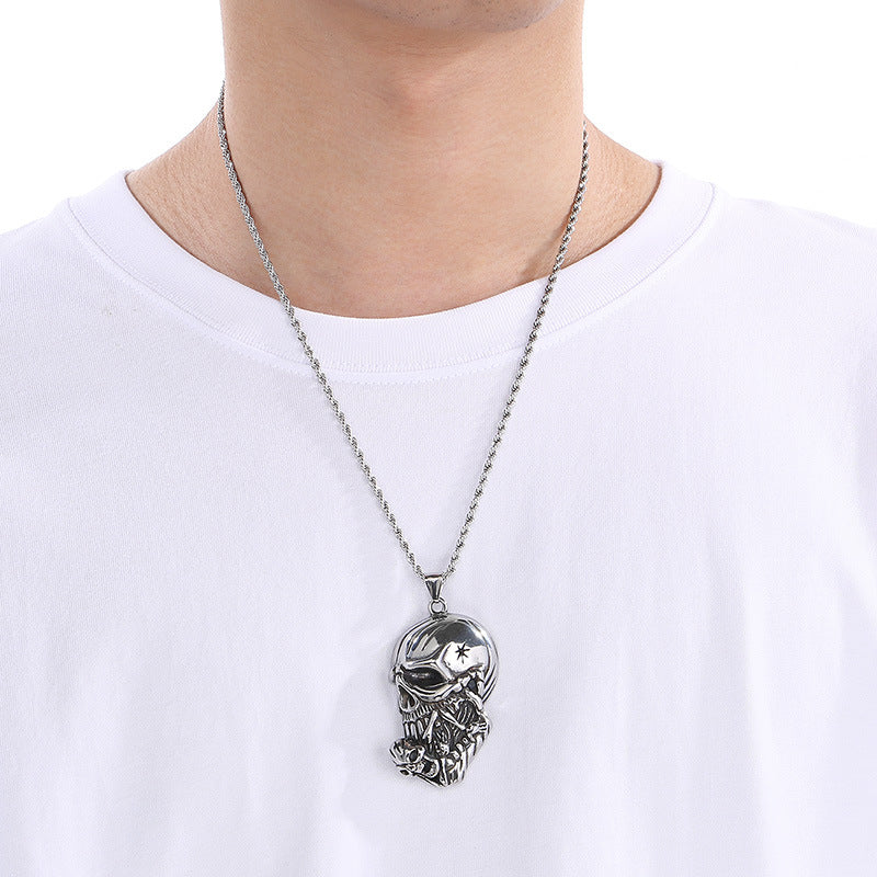 Planderful Thor Hammer Pendant Titanium Wolf Head Bold Men