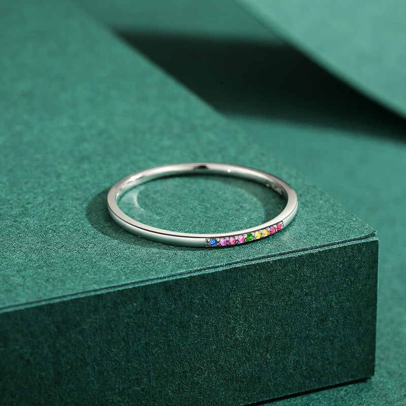 Starry Rainbow Sterling Silver Ring for Women - Size 5-10