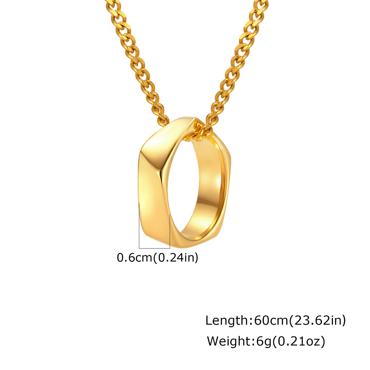 Cold Wind Stainless Steel Design Geometric Mobius Ring Pendant