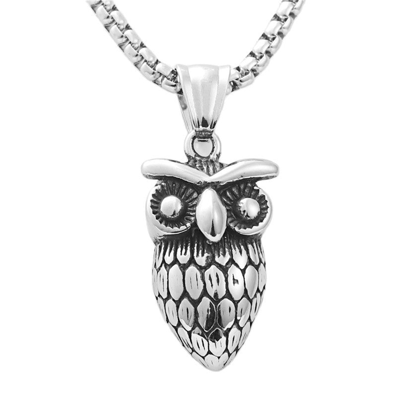 Stylish Titanium Steel Owl & Eagle Pendant Necklace for Men and Women - Personalized Punk Retro Design