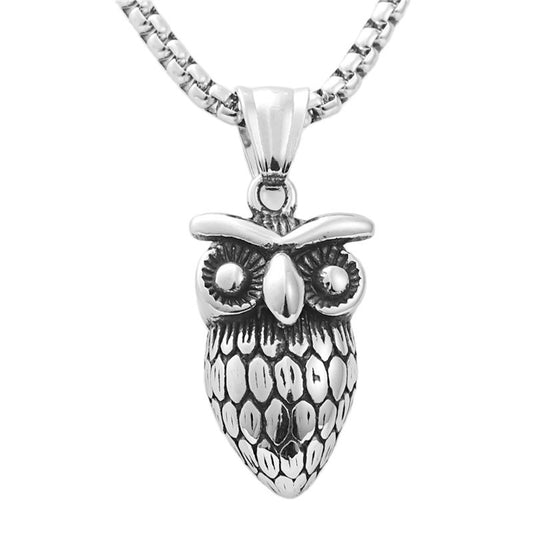 Stylish Titanium Steel Owl & Eagle Pendant Necklace for Men and Women - Personalized Punk Retro Design