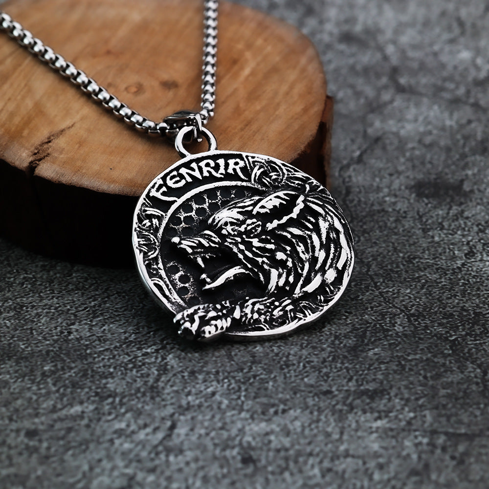 European And American Style Viking Wind Wolf FENRIR Compass Pendant