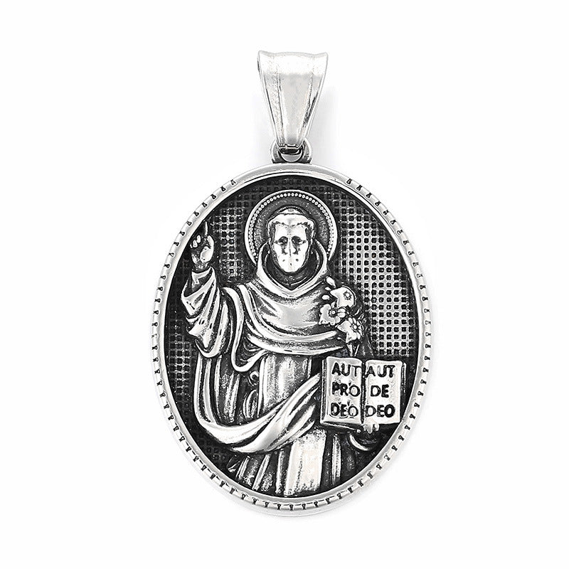 Punk Retro Maria Stainless Steel Men's Round Pendant - Planderful Everyday Genie Collection