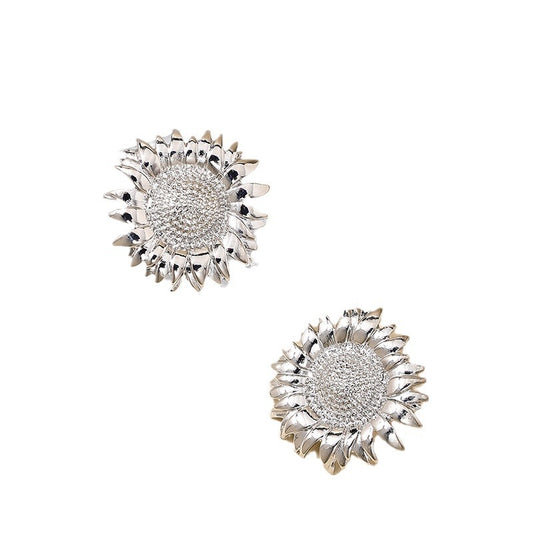 Sunflower Metal Earrings with Retro Design - Vienna Verve Collection