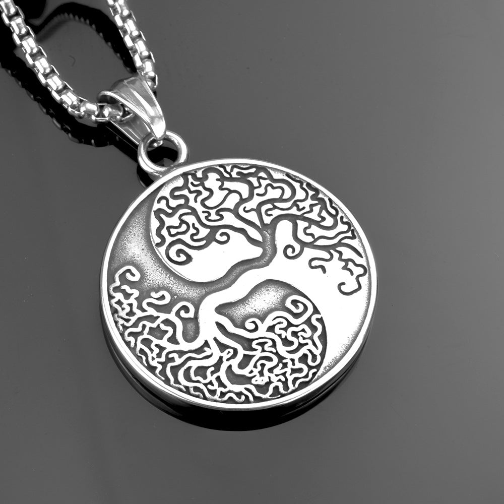 European And American Jewelry Stainless Steel Men's Pendant Necklace Retro Hip Hop Tree Of Life