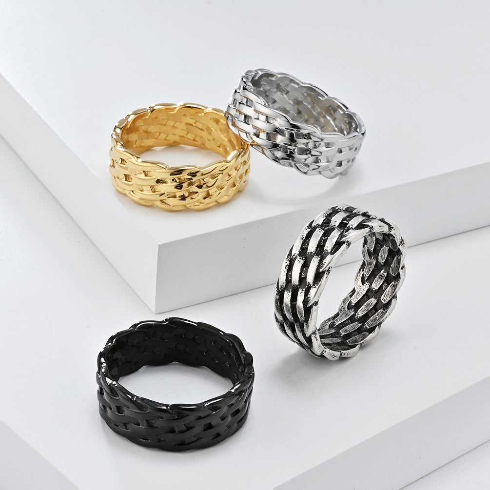 European And American Woven Titanium Steel Ring For Men