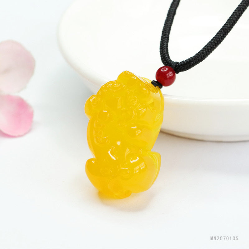 Yellow Chalcedony Pixiu Pendant