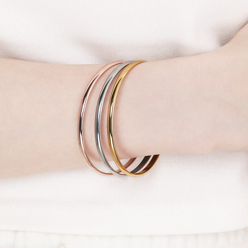 Stacking – Smooth Stainless Steel Women's Diy Bracelet