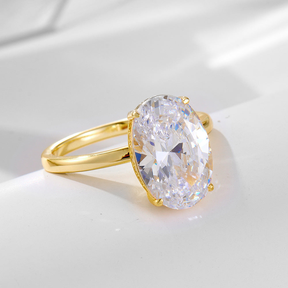 S925 Sterling Silver 8 12 Oval Zircon Ring High-Quality Ring