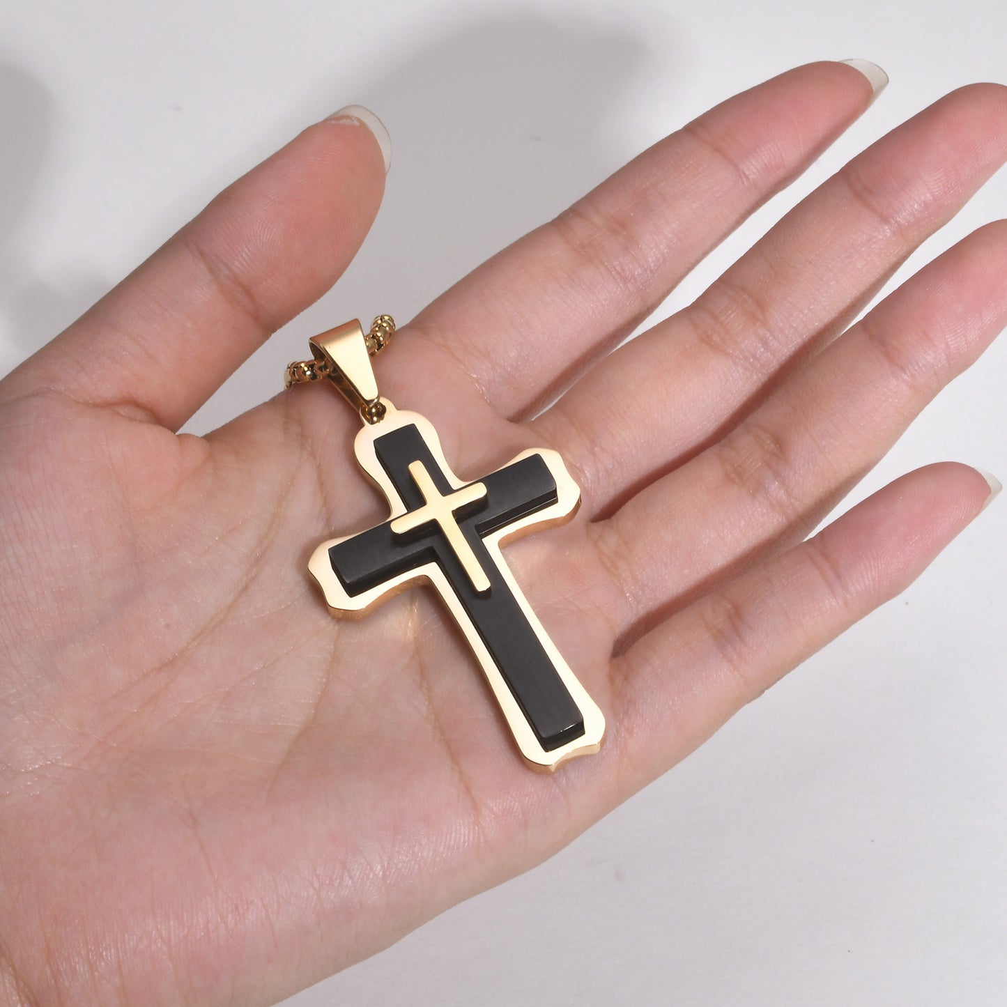 Necklaces Men's Triple Cross Pendant Necklace Stainless Steel Jewelry Wholesale