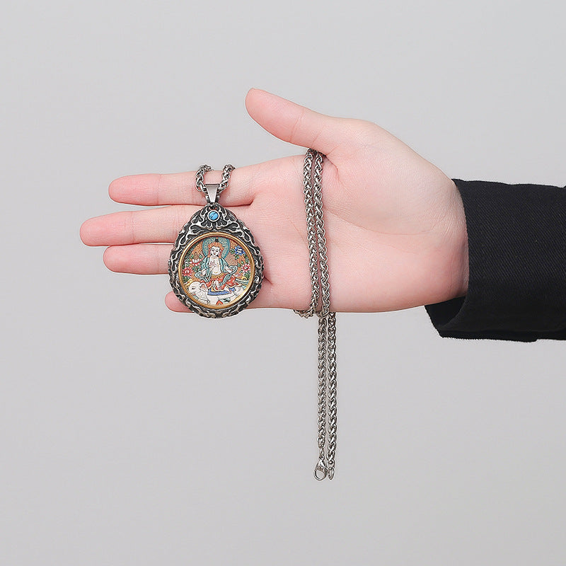 Steel Necklace – Statement Zodiac Buddha Pendant