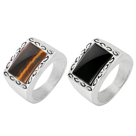 Tiger's Eye Ring For Men Titanium Steel By Planderful Everyday Genie Unisex Vintage Protection Charm