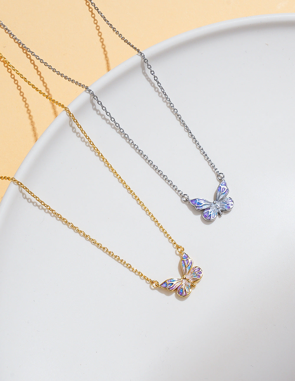 Enamel Gradient Butterfly Necklace
