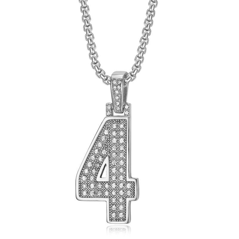 Planderful Everyday Genie Hiphop Stainless Steel Gold Plated Zircon 0to9 Digital Pendant Necklace For Men