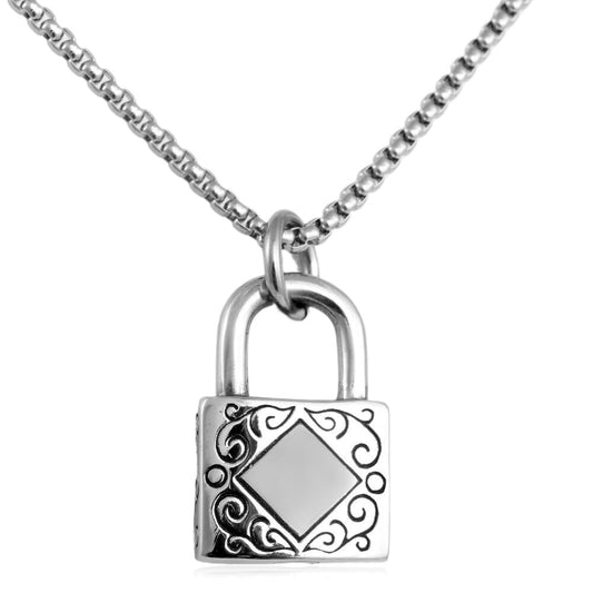 European And American Stainless Steel Retro Lock Head Pendant