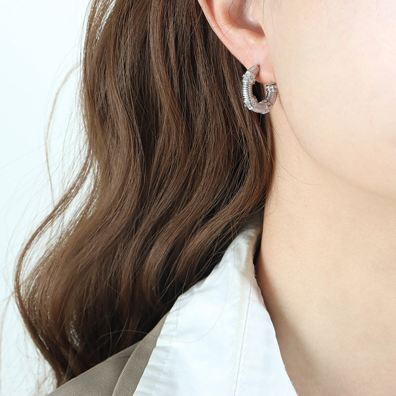 Insider's Autumn/Winter Punk C Earrings: High-Grade Brass Jewelry for Women